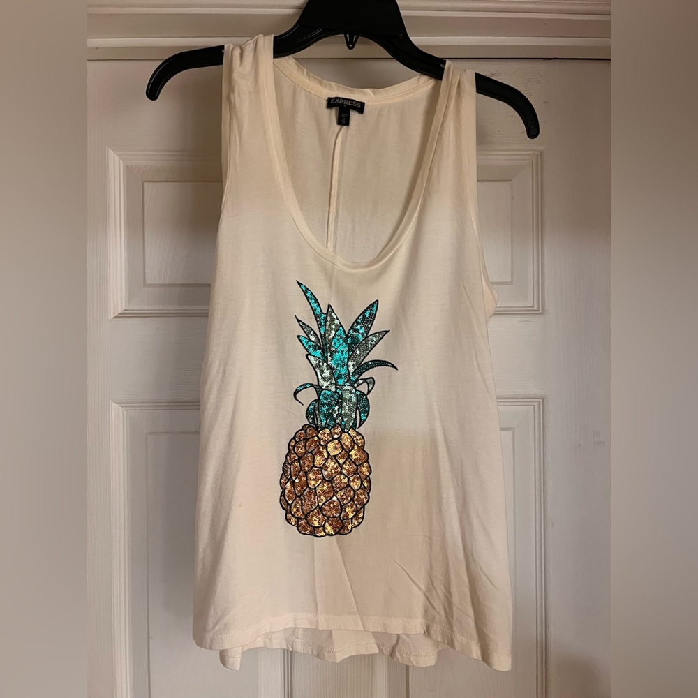 Express Ivory Pineapple Print Tank Top